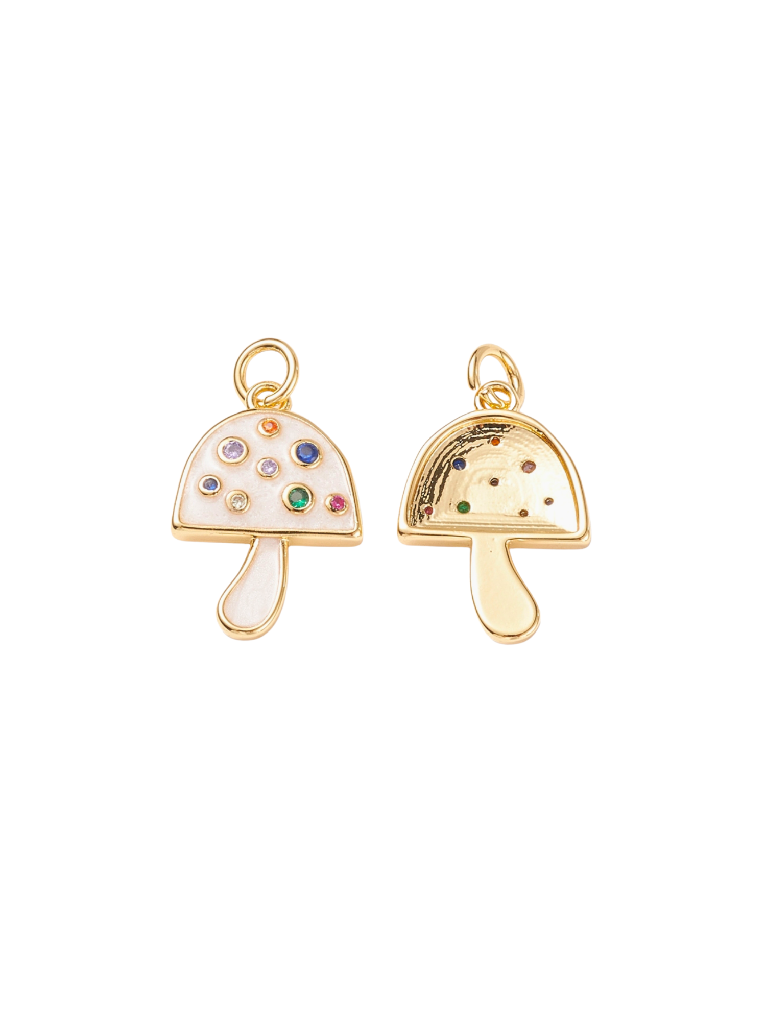 * Gold & Pearlescent Embellished Mushroom Charm