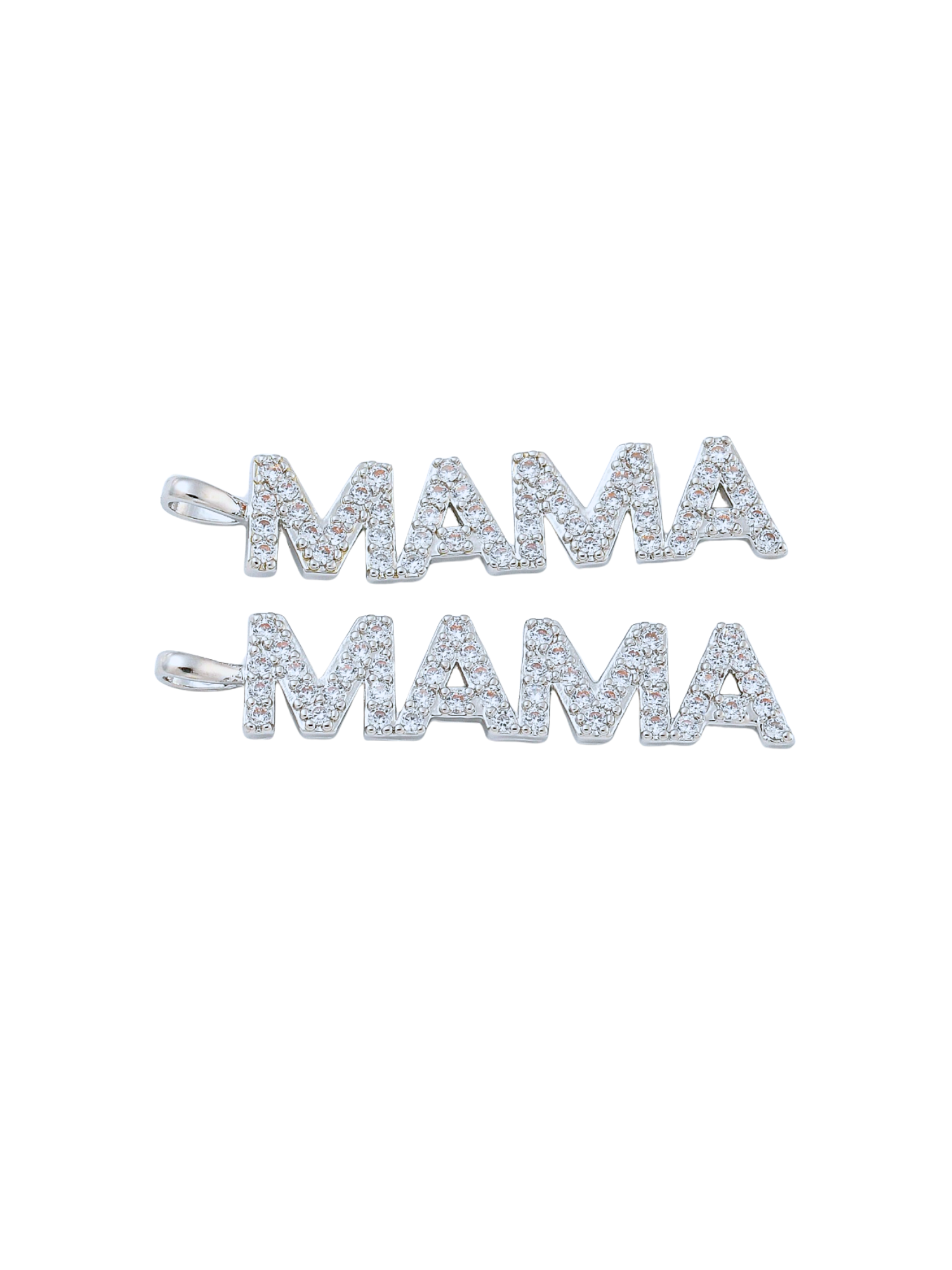 *Silver Pave "MAMA" Bar Charm