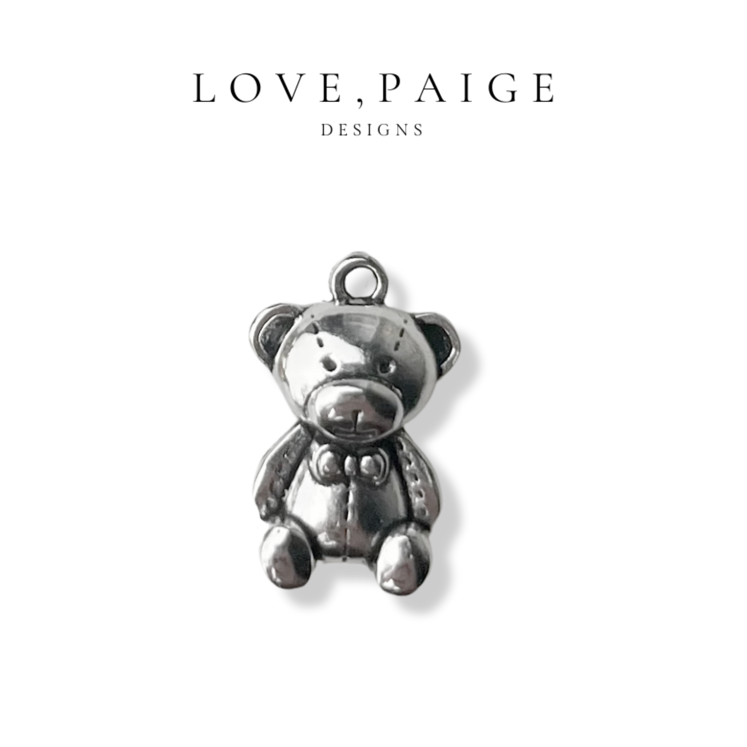 Teddy Bear Silver Charm