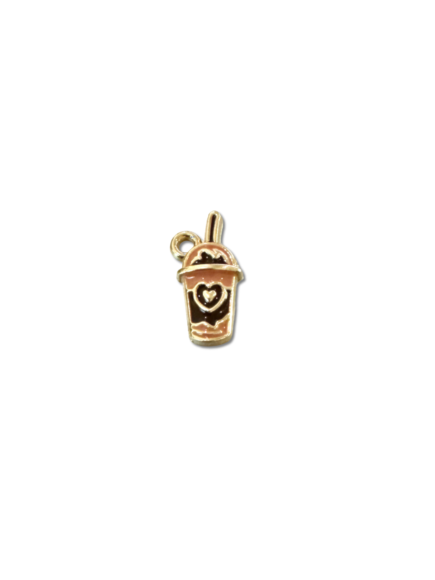 * Gold Enamel Cafe Late Charm