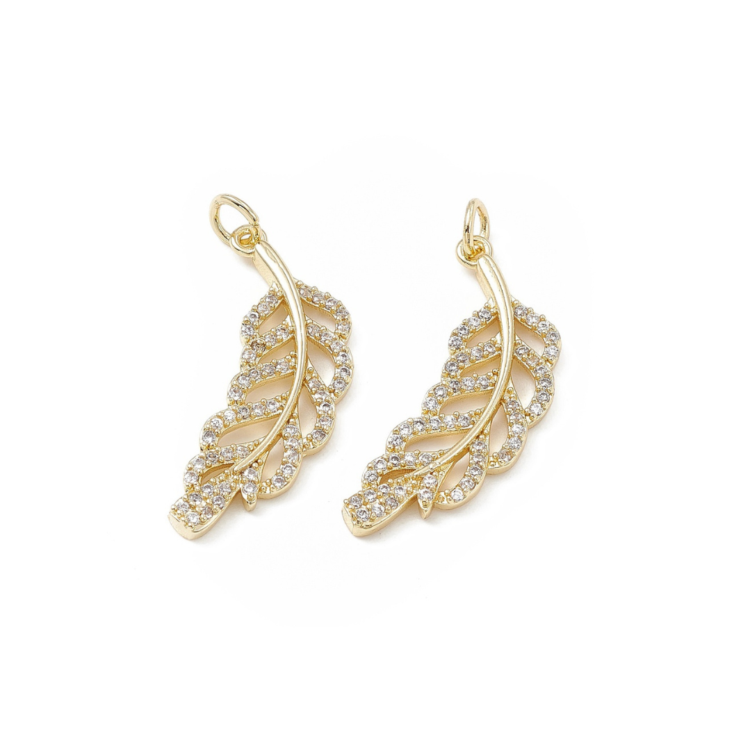 Gold Cubic Zirconia Tropical Leaves