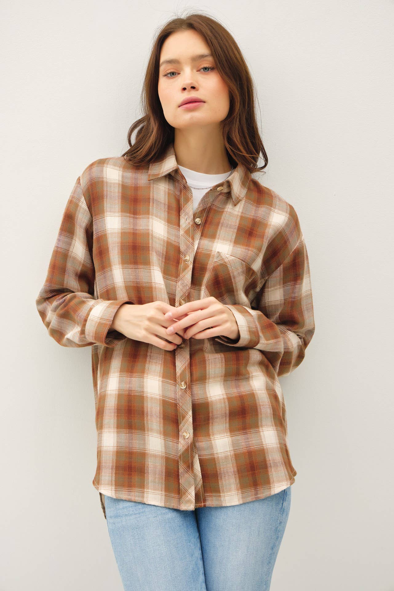 OVERSIZED BROWN FLANNEL