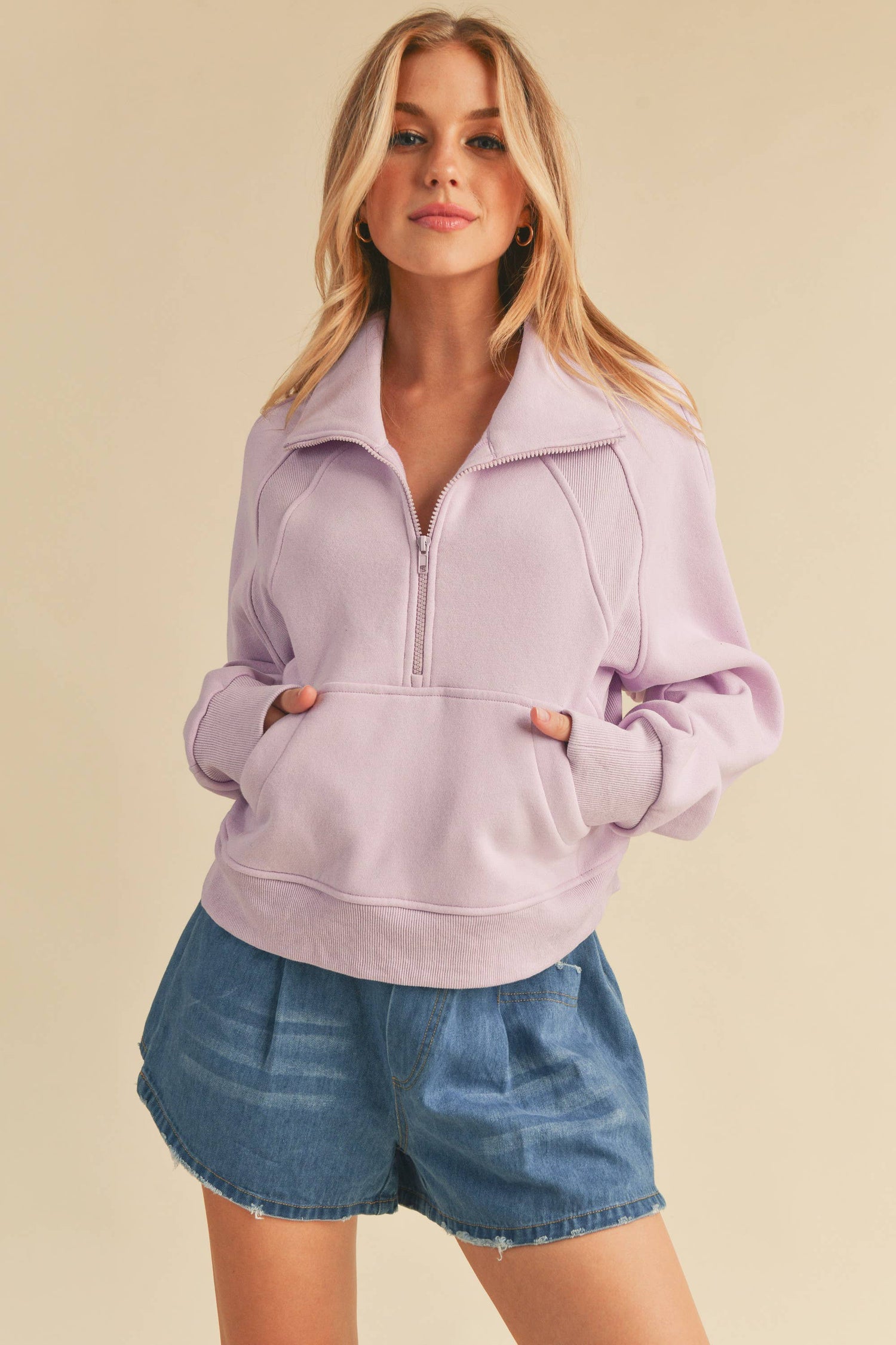 Dove Funnel Neck Half Zip