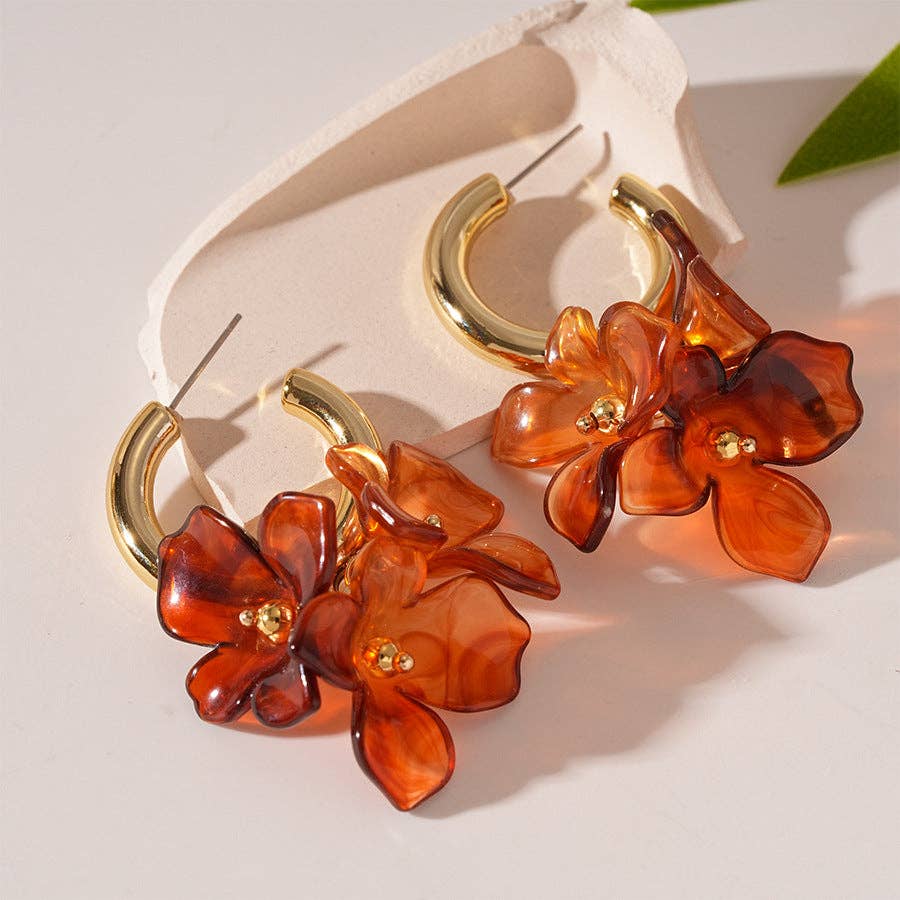 Acrylic Flower Petal Drop Stud Earrings DP25E721