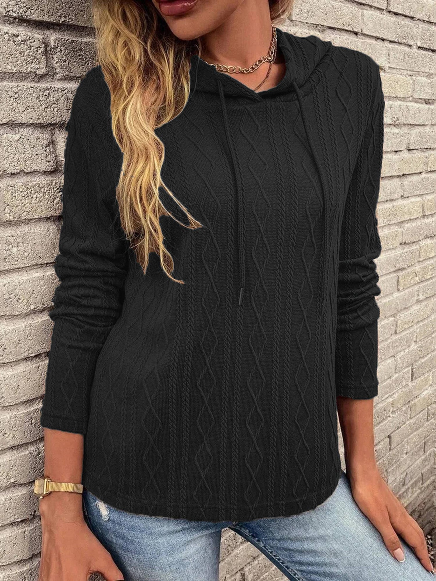 Solid Casual Long Sleeved Hooded