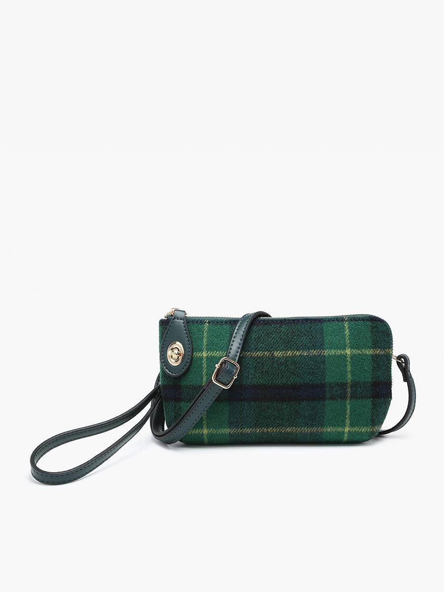 Kendall Plaid Crossbody/Wristlet w/ Twist Lock Closure