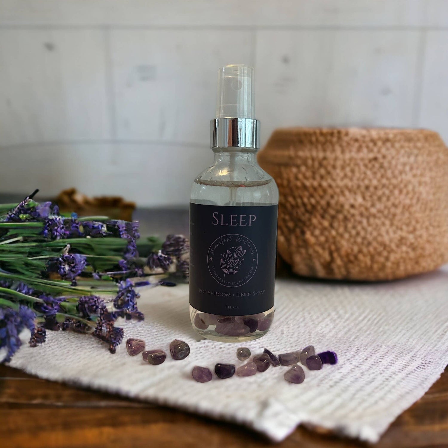 Sleep Aromatherapy Spray with Amethyst Gemstones