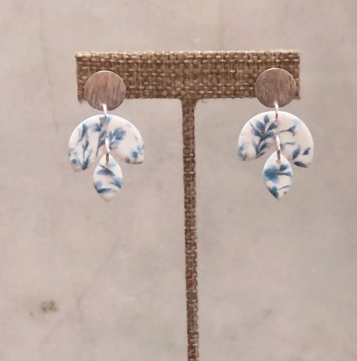 Blue/White Pattern Allie Dangle Earrings