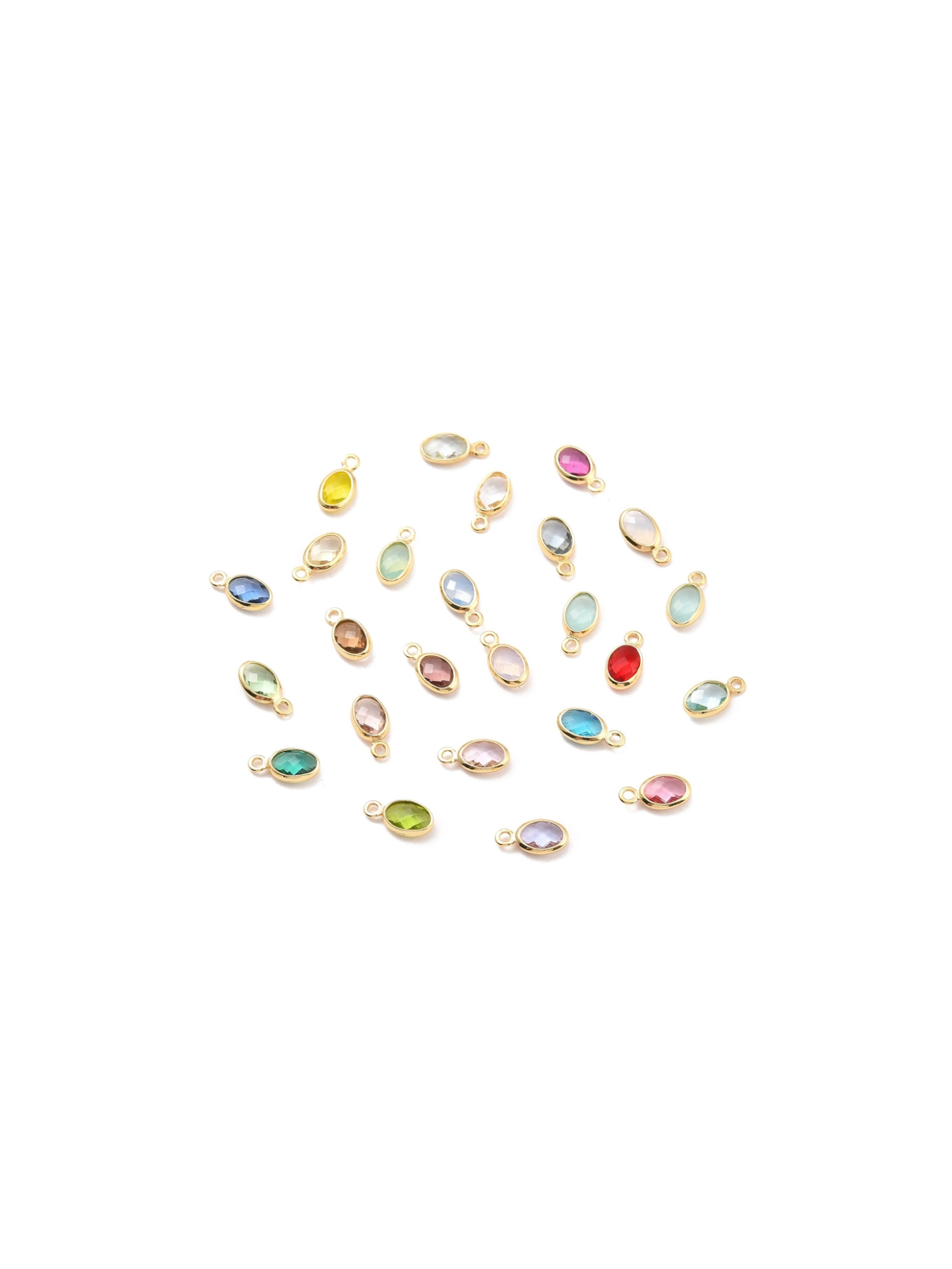 Gold Oval Framed Glass Charms - Assorted