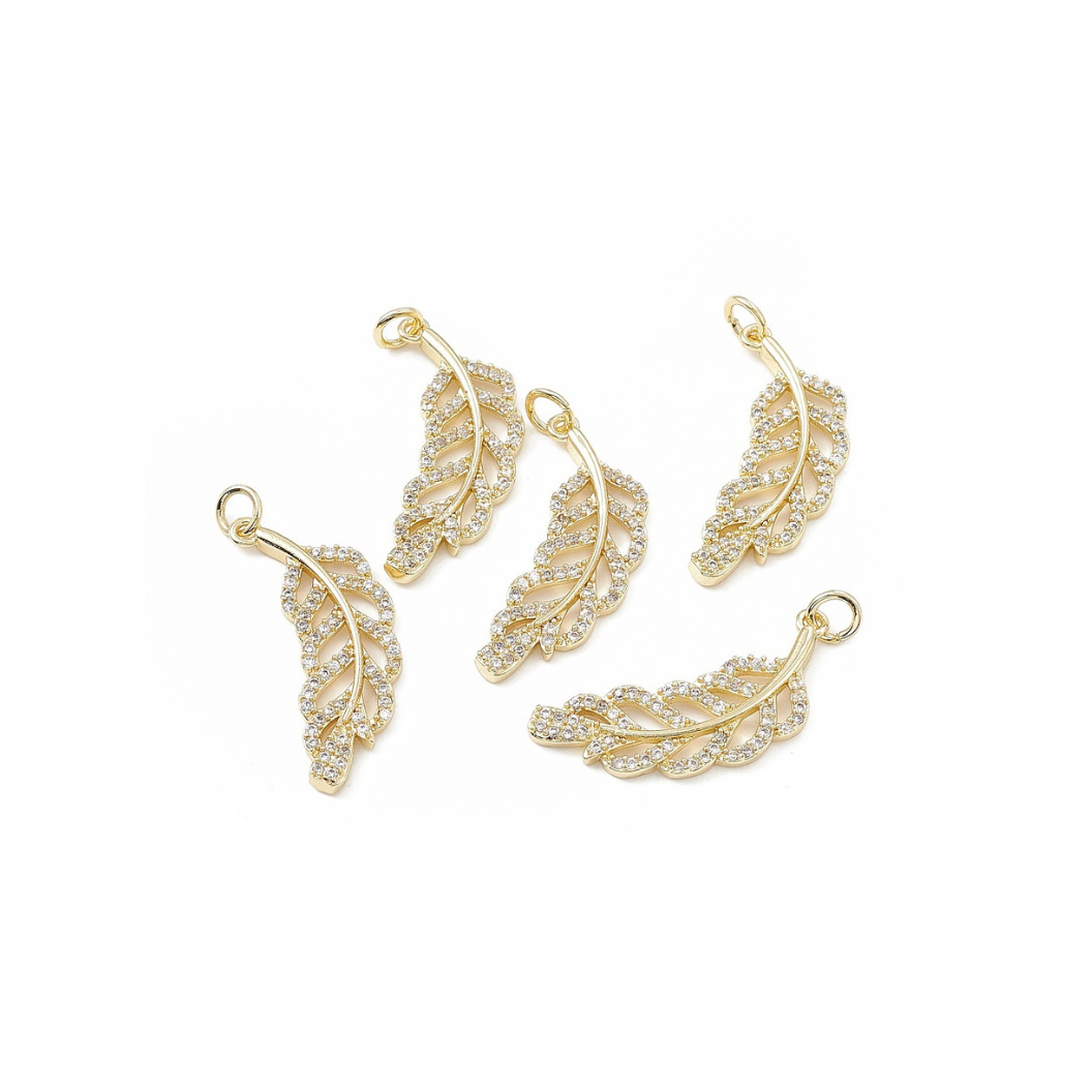 Gold Cubic Zirconia Tropical Leaves