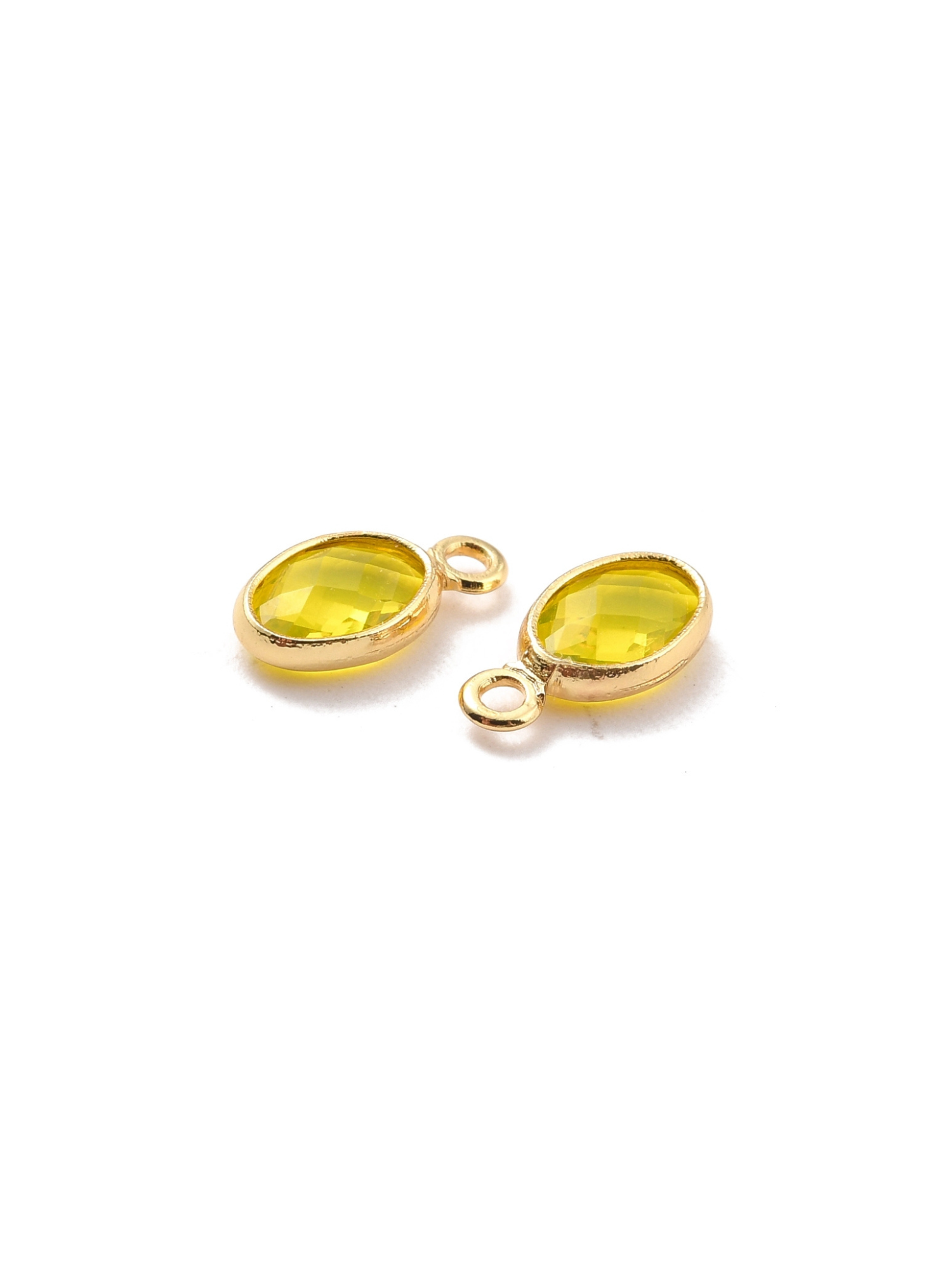 Gold Oval Framed Glass Charms - Assorted