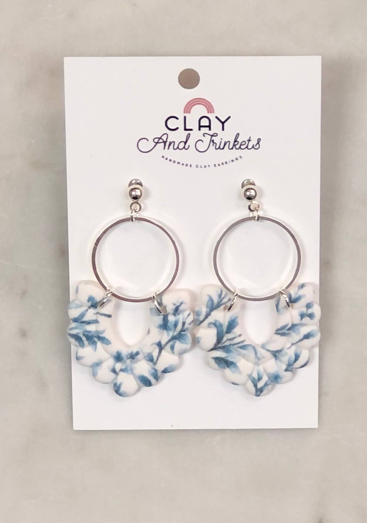 Blue/White Pattern Allie Dangle Earrings