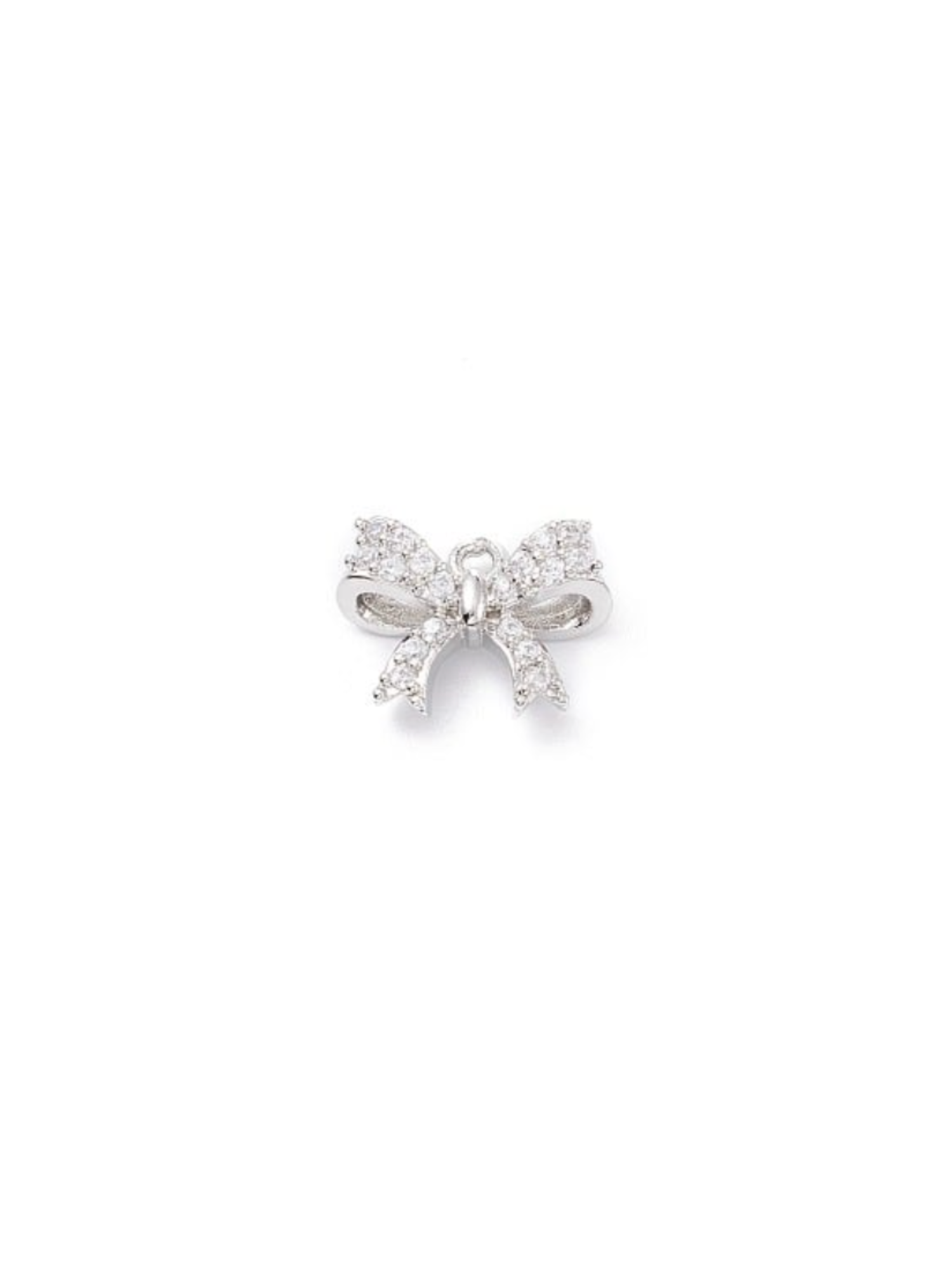 Silver Jeweled Bow Charm